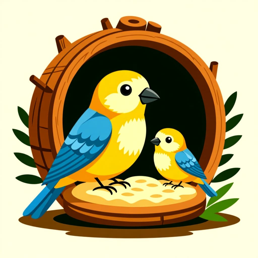 AI generated image: picture about bird care. picture style: comic using natural materials s m, high quality, detailed