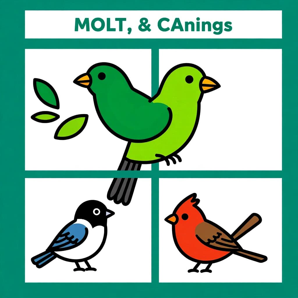AI generated image: picture about bird care. picture style: comic seasonal molt management s m, high quality, detailed