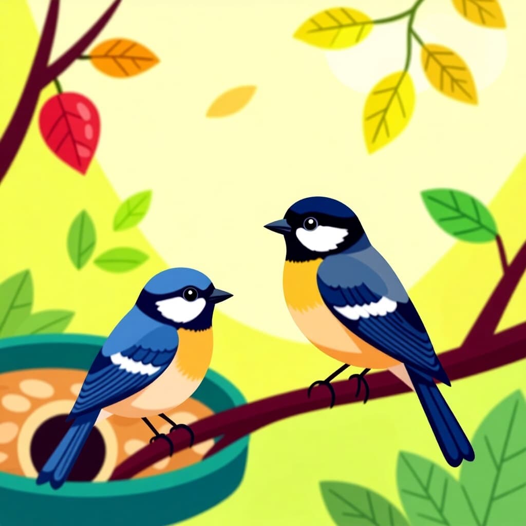 AI generated image: picture about bird care. picture style: comic seasonal adjustments modifying s m, high quality, deta