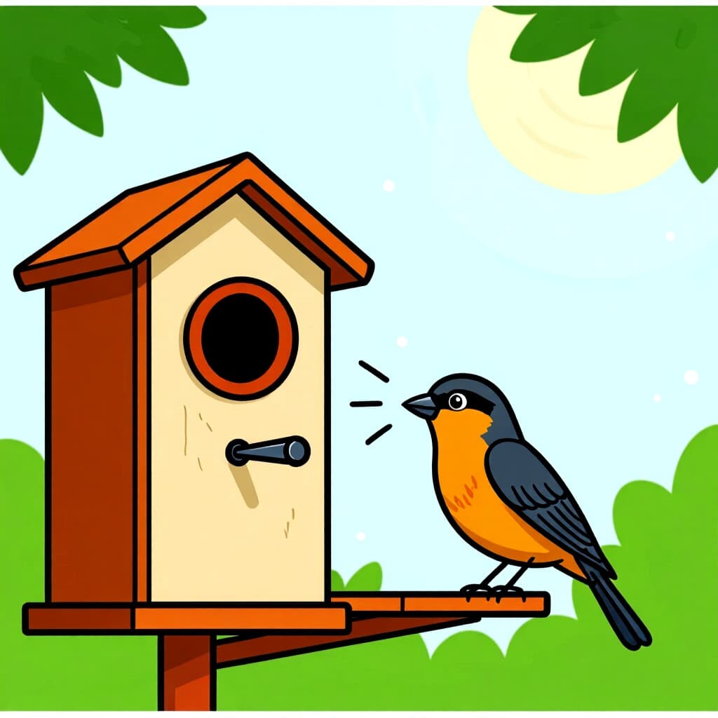 AI generated image: picture about bird care. picture style: comic managing noise levels s m, high quality, detailed