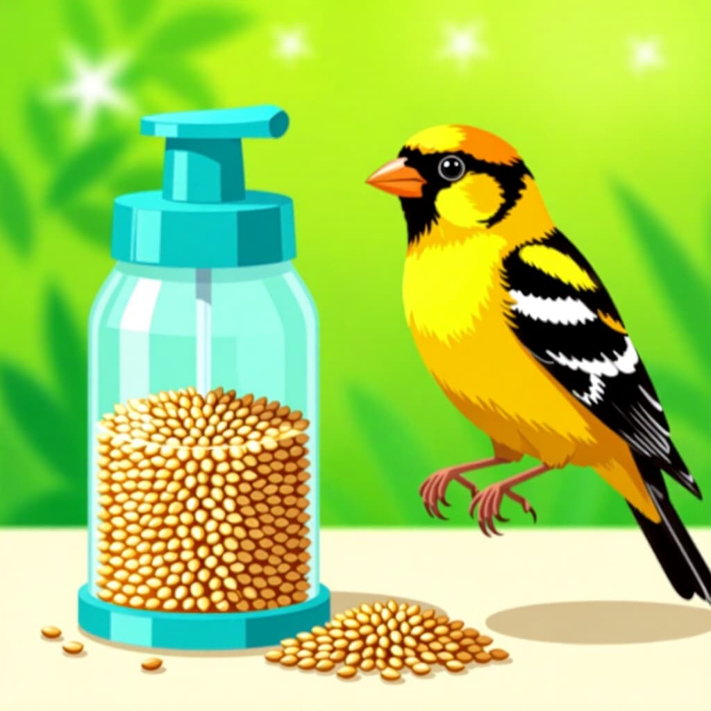 AI generated image: picture about bird care. picture style: comic homemade millet spray s m, high quality, detailed