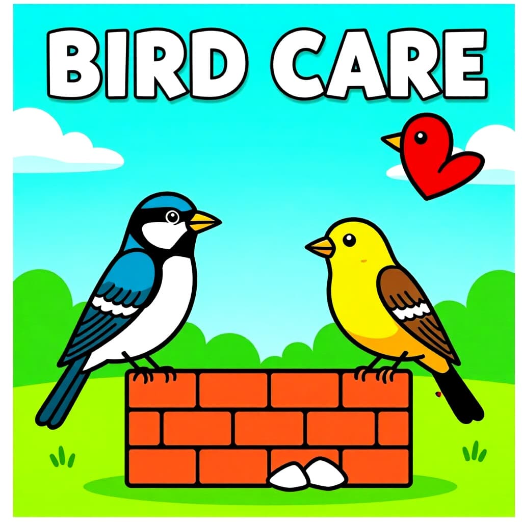 AI generated image: picture about bird care. picture style: comic building 250 starter s m, high quality, detailed