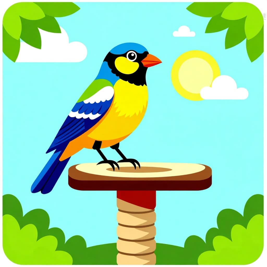 AI generated image: picture about bird care. picture style: comic diy puzzle perch s m, high quality, detailed