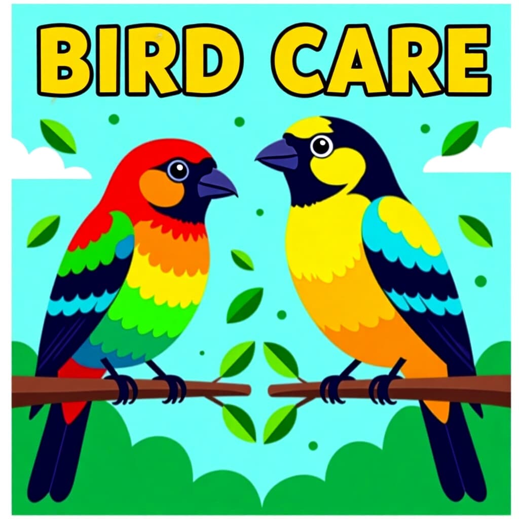 AI generated image: picture about bird care. picture style: comic science color morphs s m, high quality, detailed