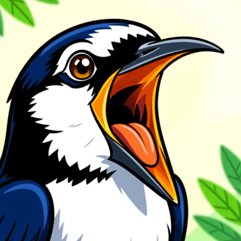 AI generated画像：鳥のケアに関する画像。画像スタイル：コミック 嘴を開ける説明 s m、高品質、詳細