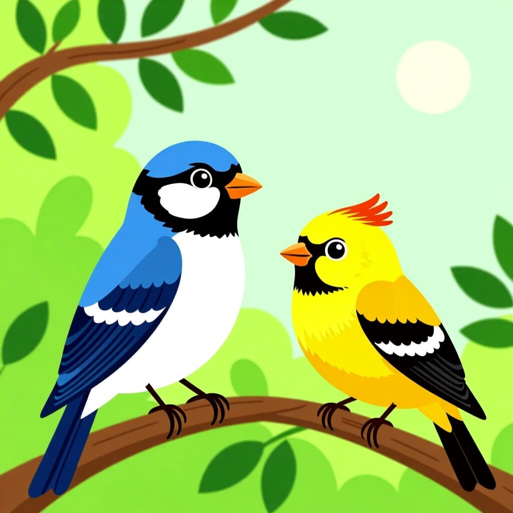 AI generated image: picture about bird care. picture style: comic safely introduce new s m, high quality, detailed