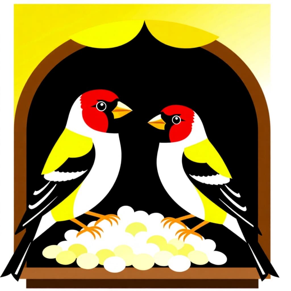 AI generated finch: picture about bird care. picture style: comic finch expect during firsttime s m, high quality, detai