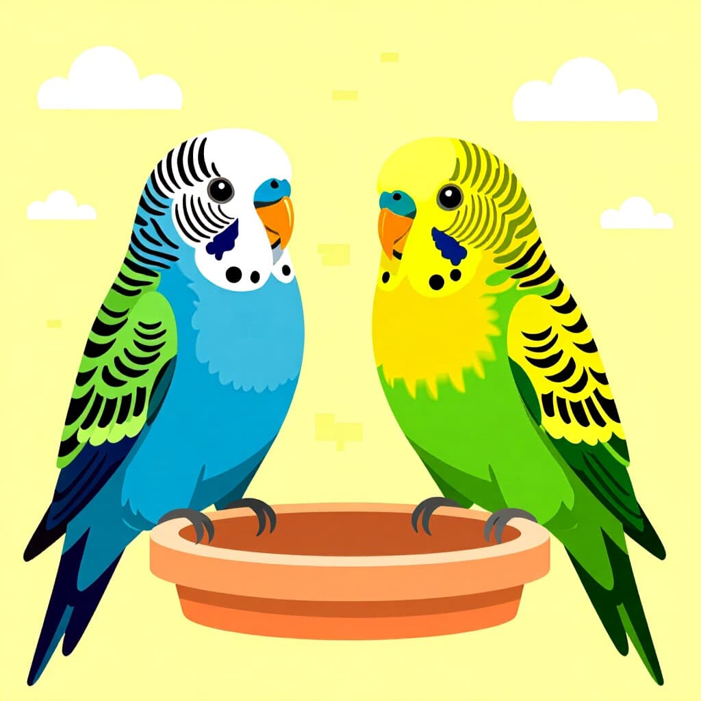 AI generated image: picture about bird care. picture style: comic budgerigars canaries deserve recognizing early symptom