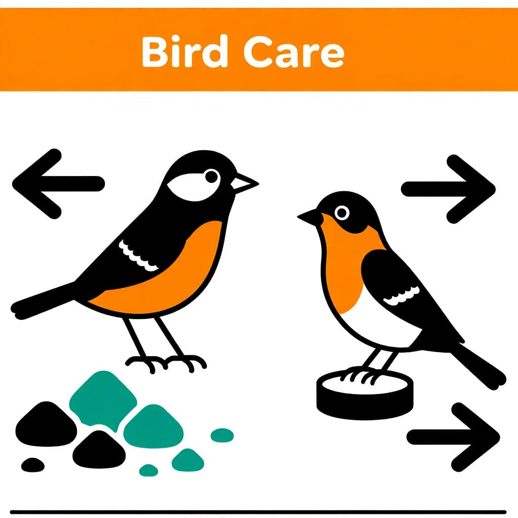 AI generated画像：鳥のケアに関する画像。画像スタイル：漫画風DIYミネラルペースト、高品質、詳細