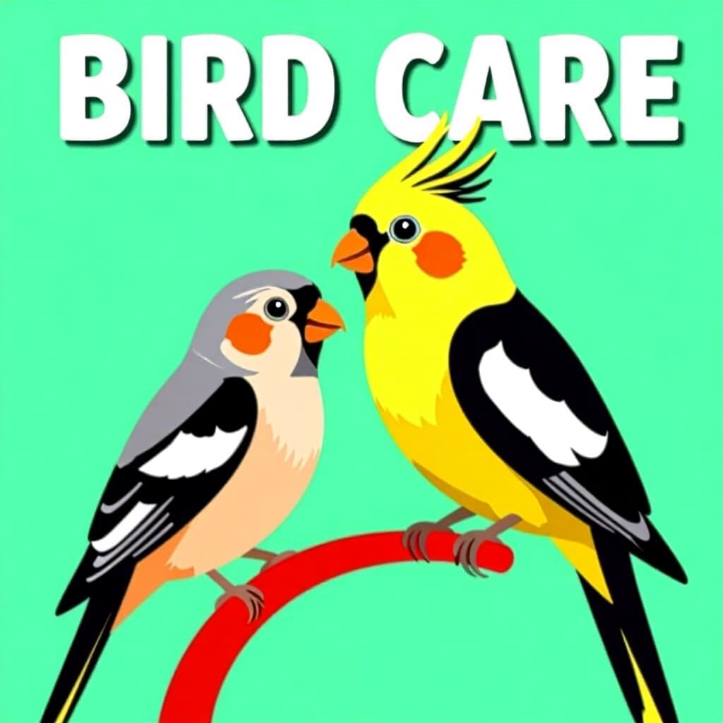 AI generated finch: picture about bird care. picture style: comic finch cockatiel top insurance providers s m, high qual