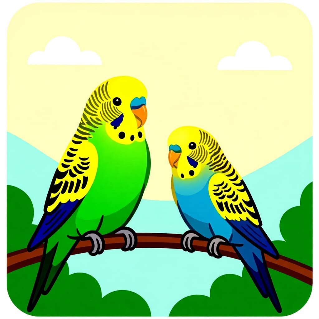 AI generated image: picture about bird care. picture style: comic clicker basics budgerigars s m, high quality, detailed