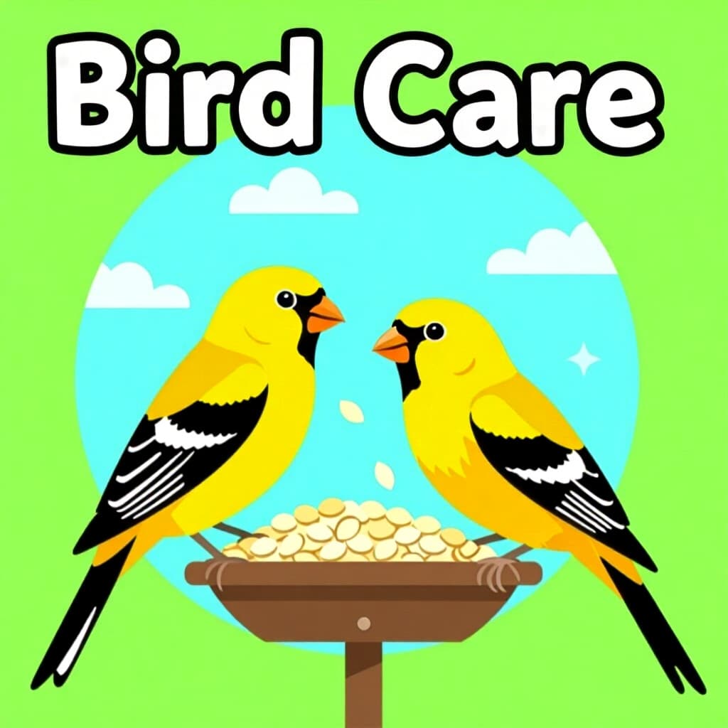 AI generated image: picture about bird care. picture style: comic enrichment ideas munias s m, high quality, detailed