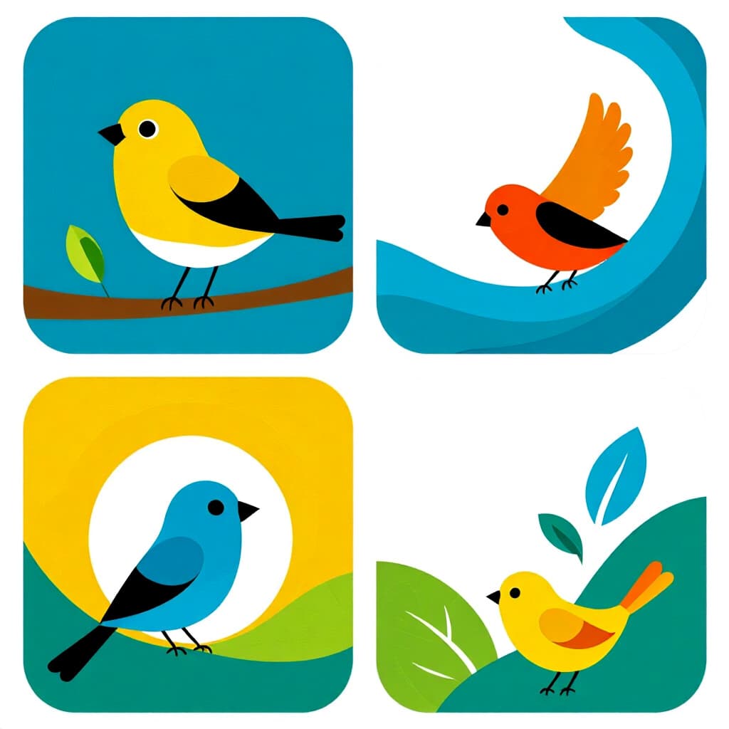 AI generated birds: picture about bird care. picture style: comic birds comparing static flowing s m, high quality, deta