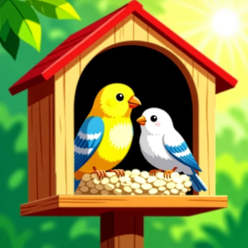 AI generated image: picture about bird care. picture style: comic choose right daylight s m, high quality, detailed
