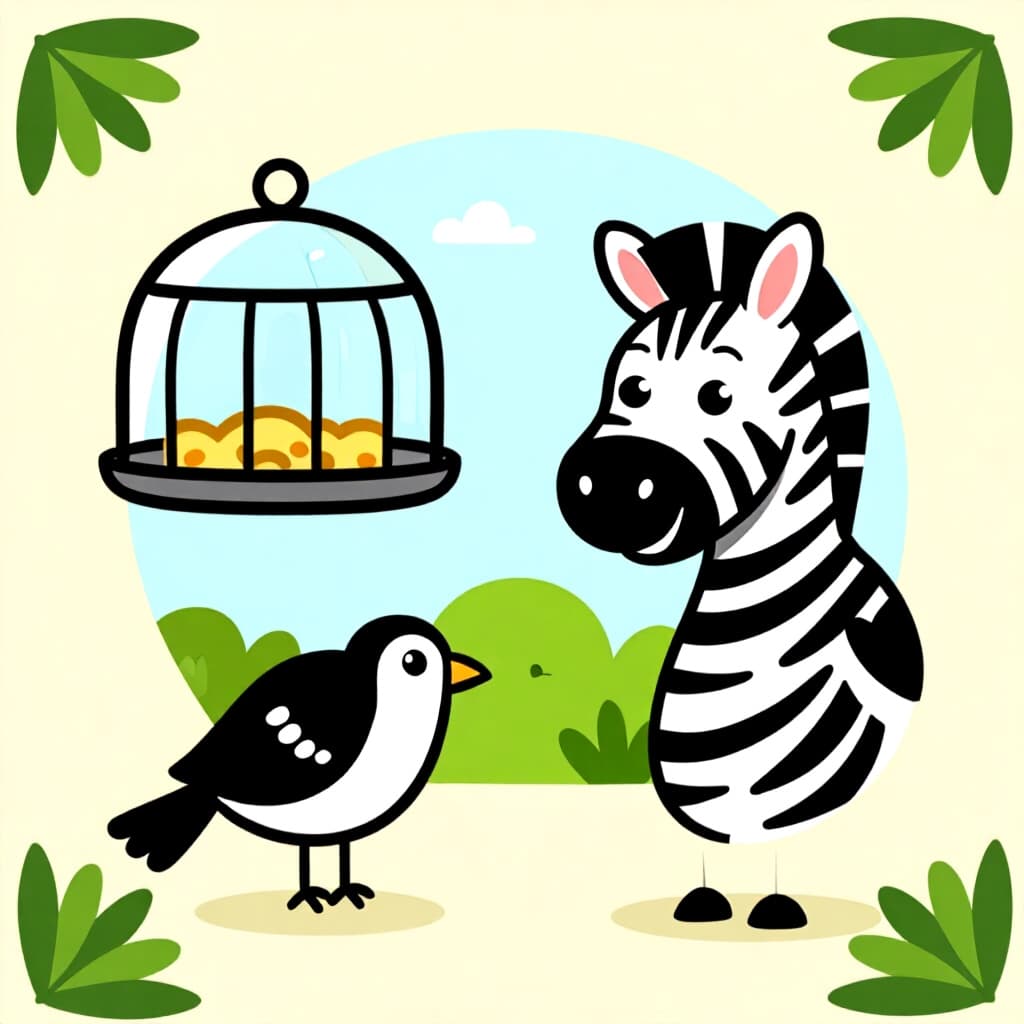 AI generated image: picture about bird care. picture style: comic recognizing managing zebra s m, high quality, detailed