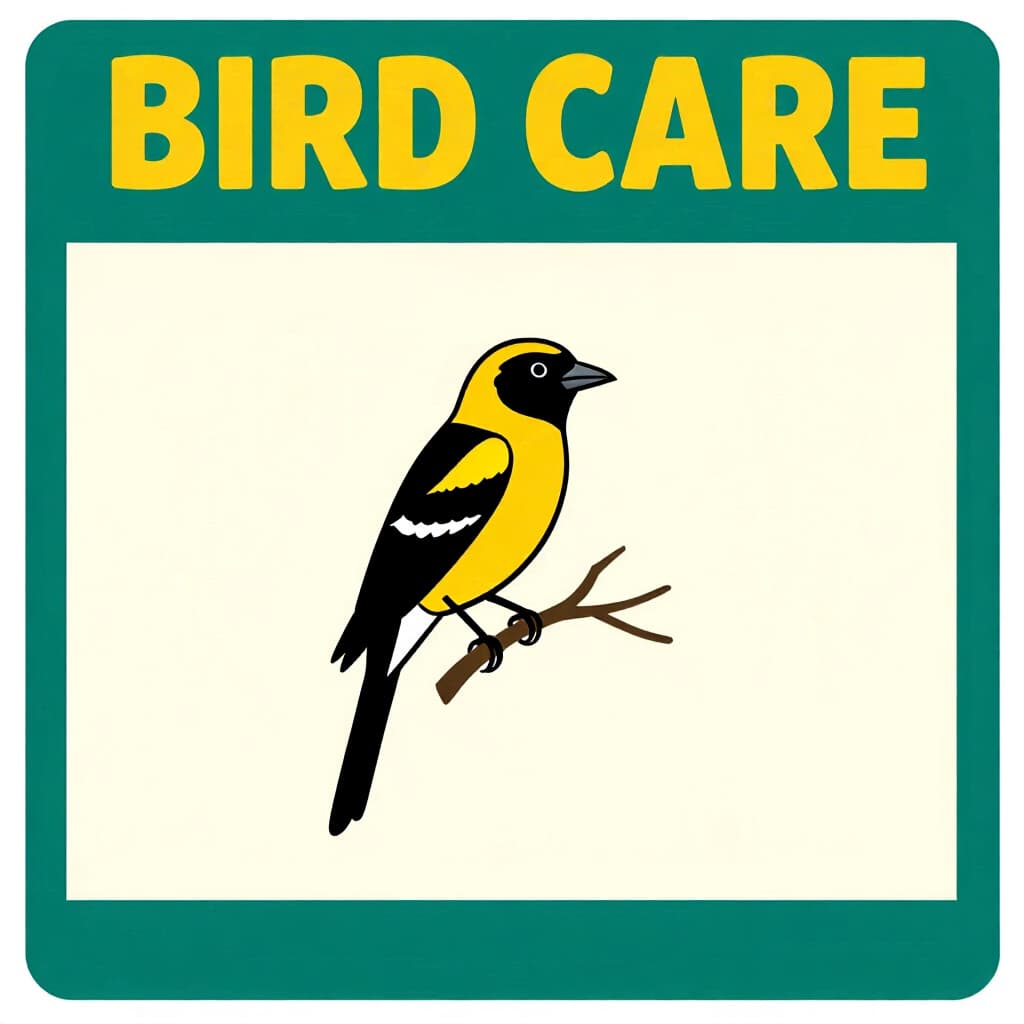 AI generated bird: picture about bird care. picture style: comic bird species quick reference chart s m, high quality, 