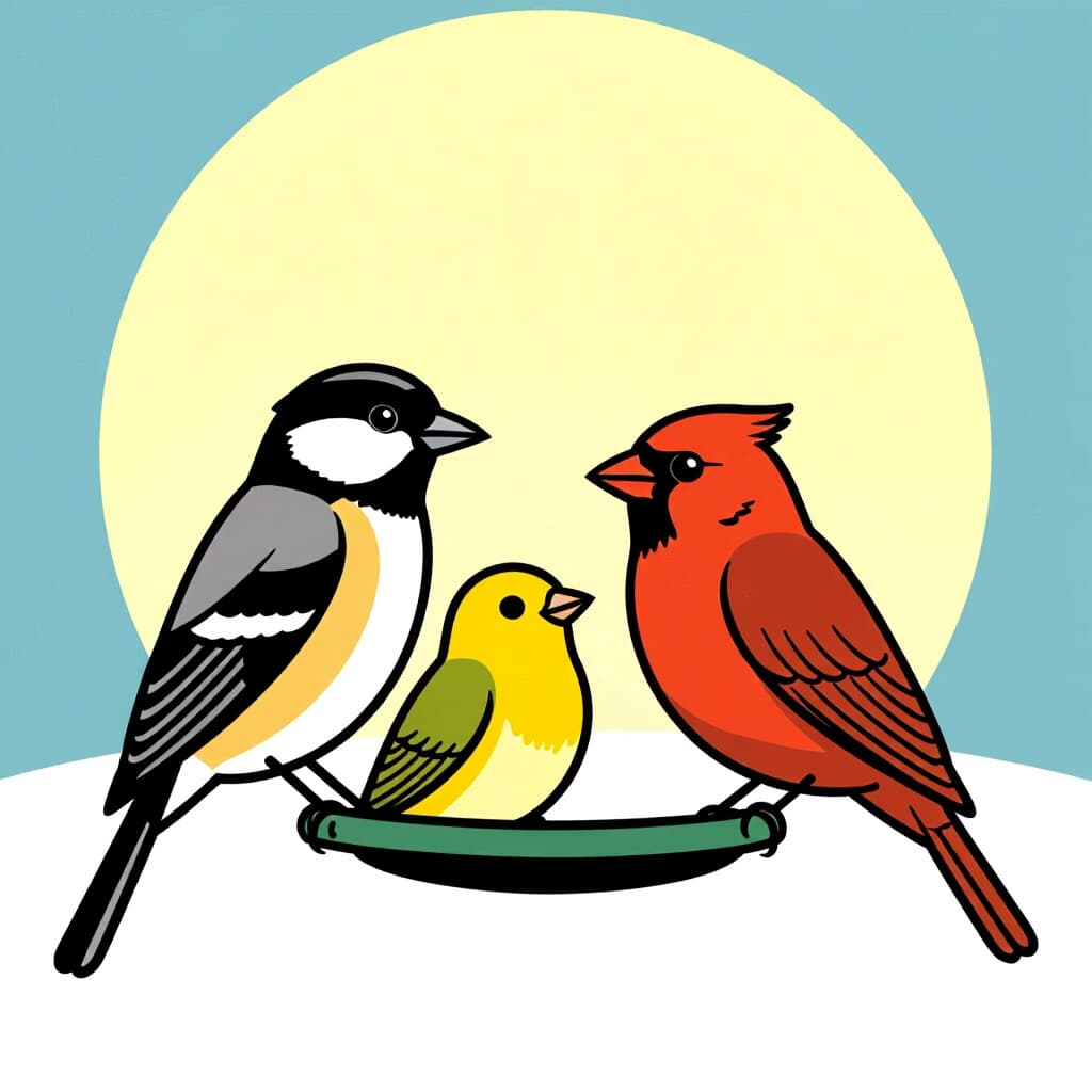 AI生成画像：鳥のお世話に関する絵。絵のスタイル：コミック季節的ライトスケジューリングSM、高品質、詳細