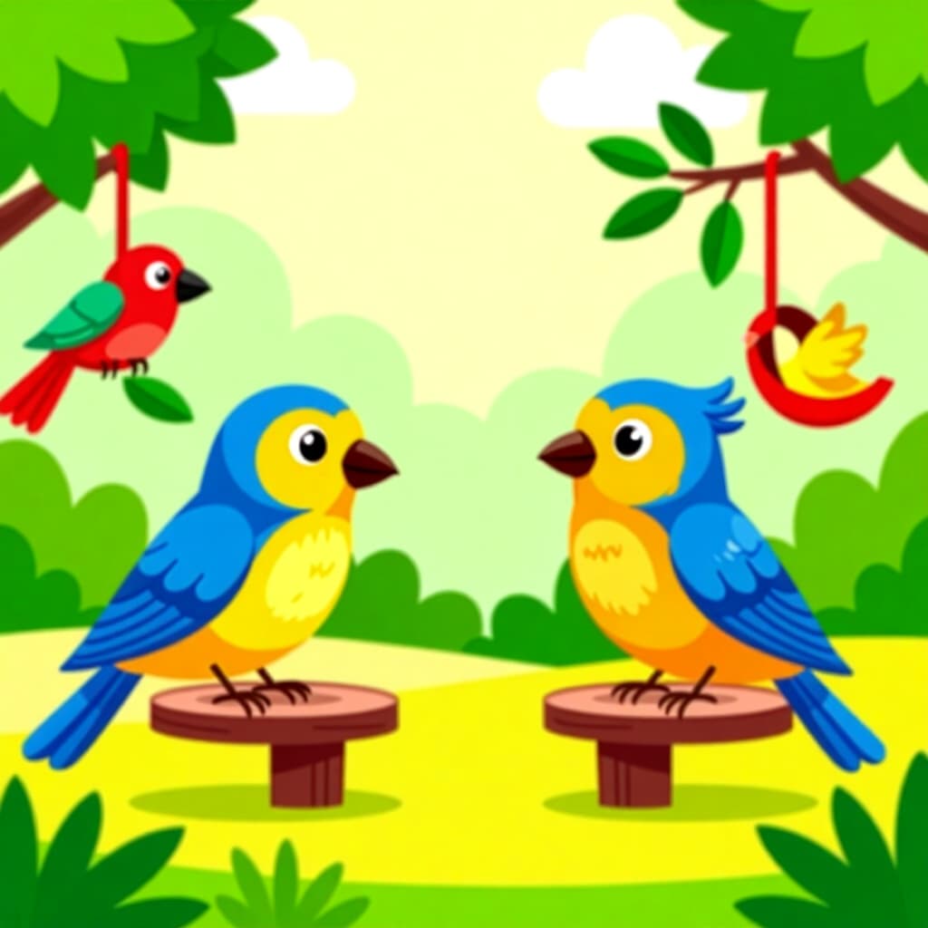 AI generated image: picture about bird care. picture style: comic enrichment activities that s m, high quality, detailed