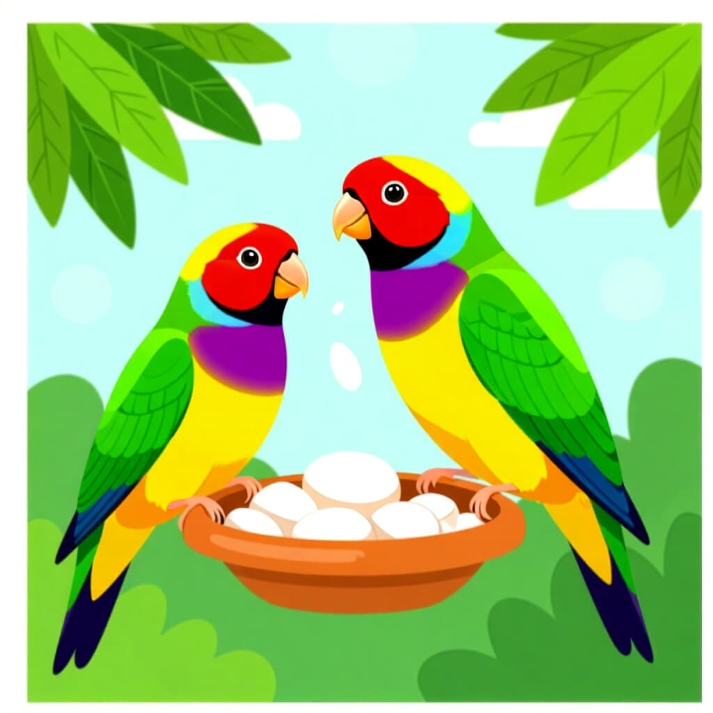 AI generated image: picture about bird care. picture style: comic behavioral training gouldian s m, high quality, detail