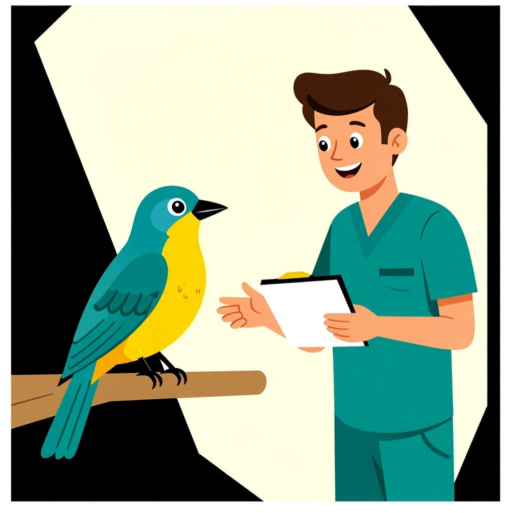 AI generated image: picture about bird care. picture style: comic stepup success teach s m, high quality, detailed