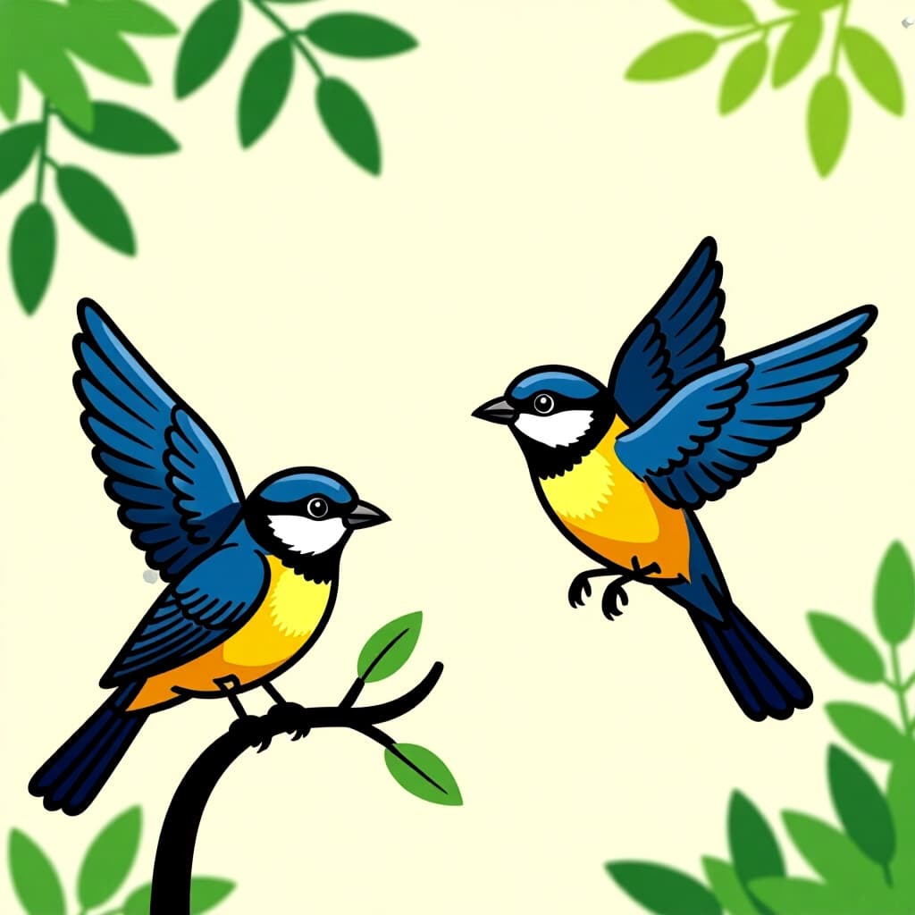 AI generated画像: 鳥のお世話に関する絵。絵のスタイル: リバウンド防止コミック、高品質、詳細