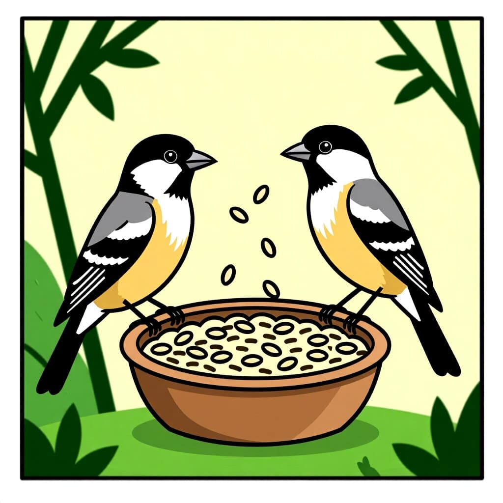 AI generated image: picture about bird care. picture style: comic creating highfiber seed s m, high quality, detailed