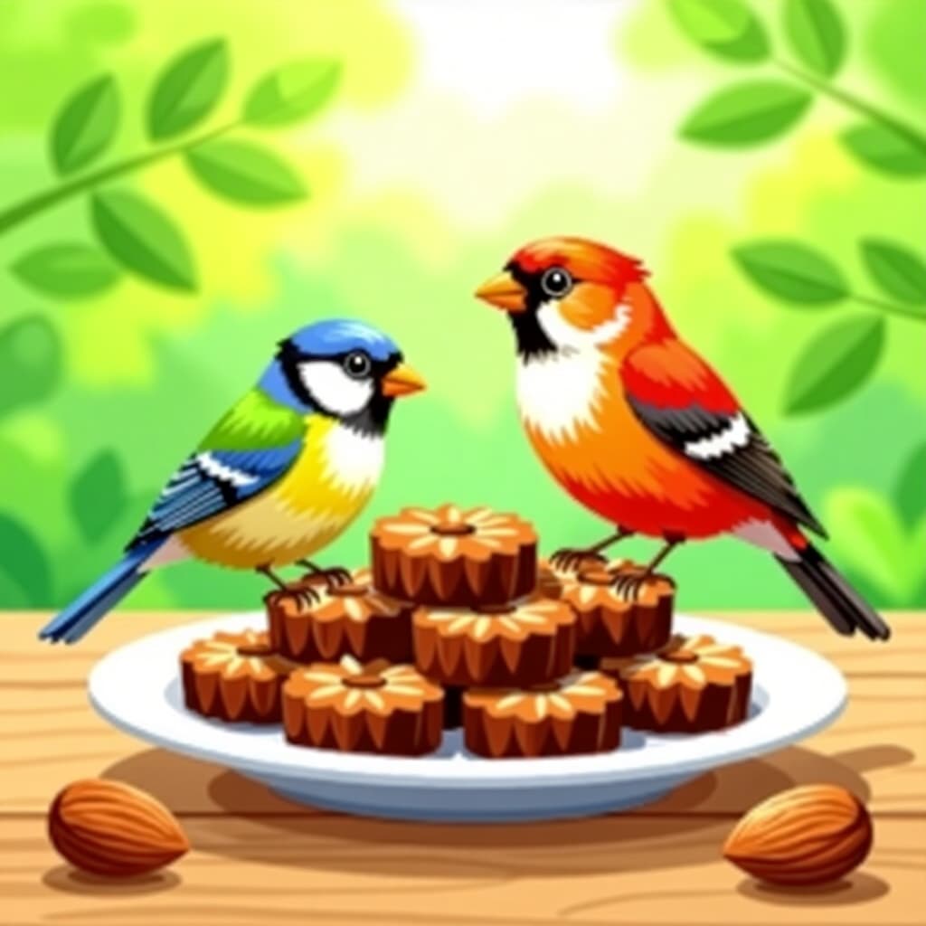 AI generated image: picture about bird care. picture style: comic diy nutbased treat s m, high quality, detailed