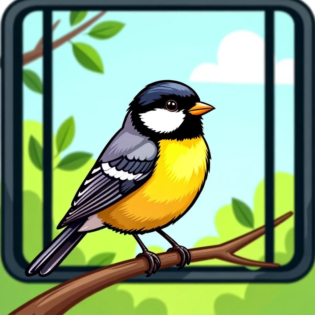 AI generated bird: picture about bird care. picture style: comic bird safely screen small s m, high quality, detailed