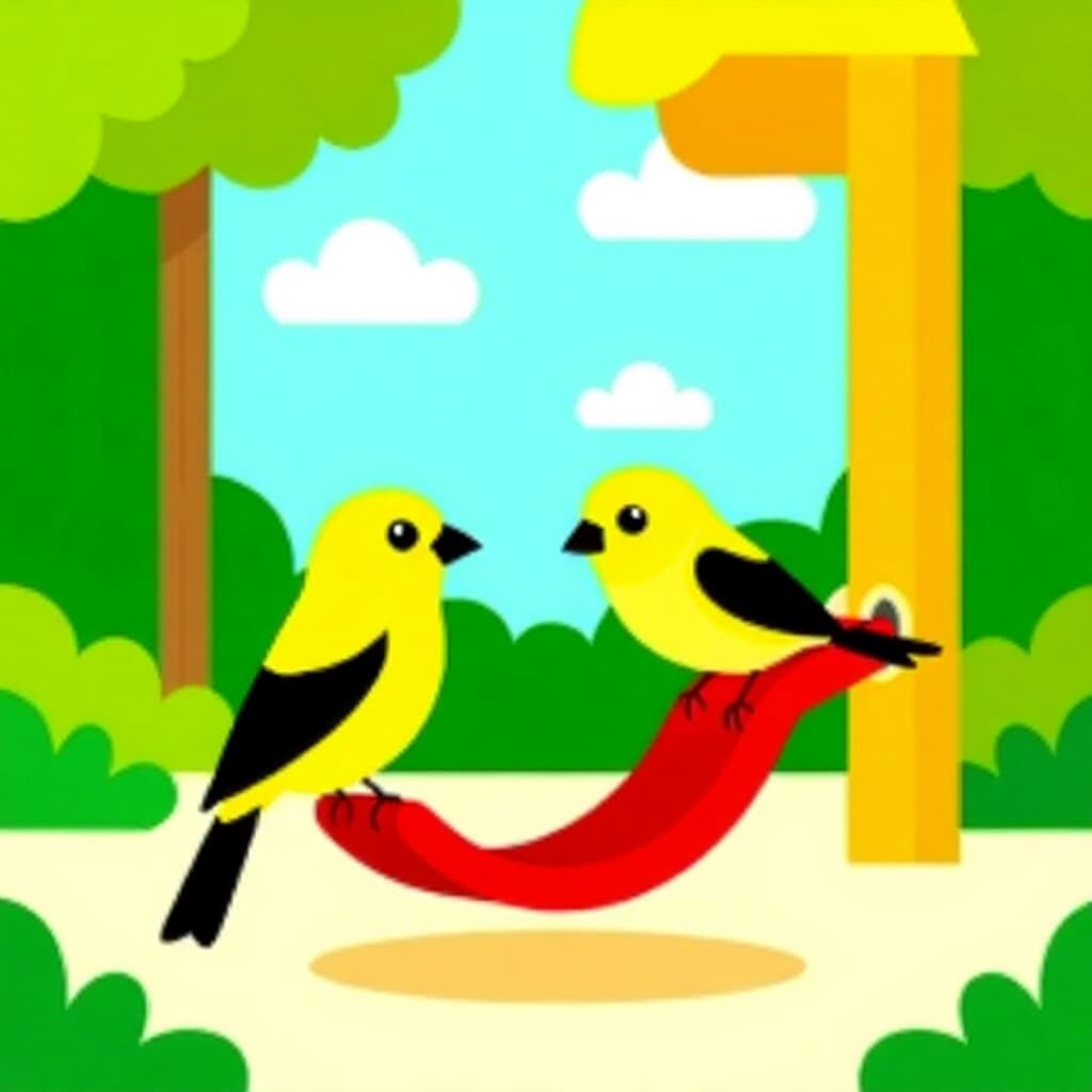 AI generated canary: picture about bird care. picture style: comic canary diy playgrounds safe s m, high quality, detaile