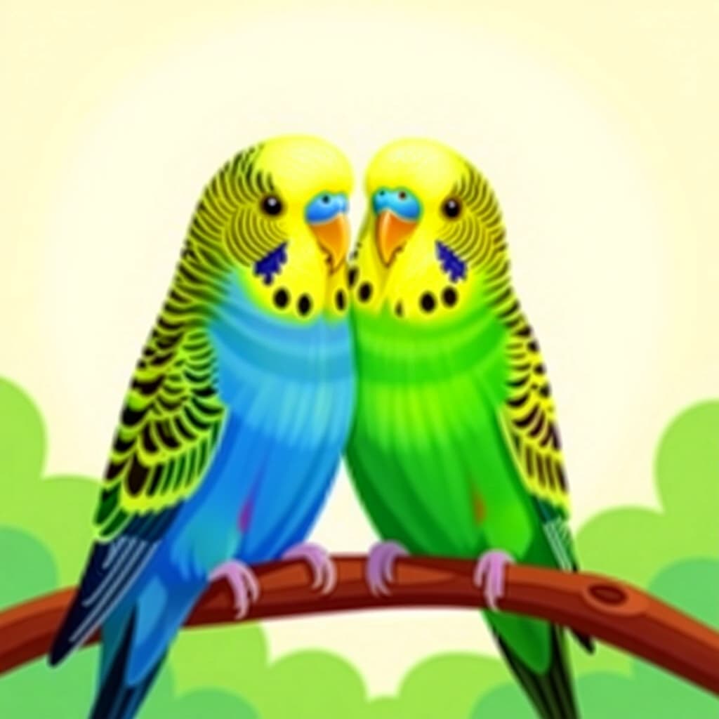 AI generated image: picture about bird care. picture style: comic understanding budgerigar body s m, high quality, detai