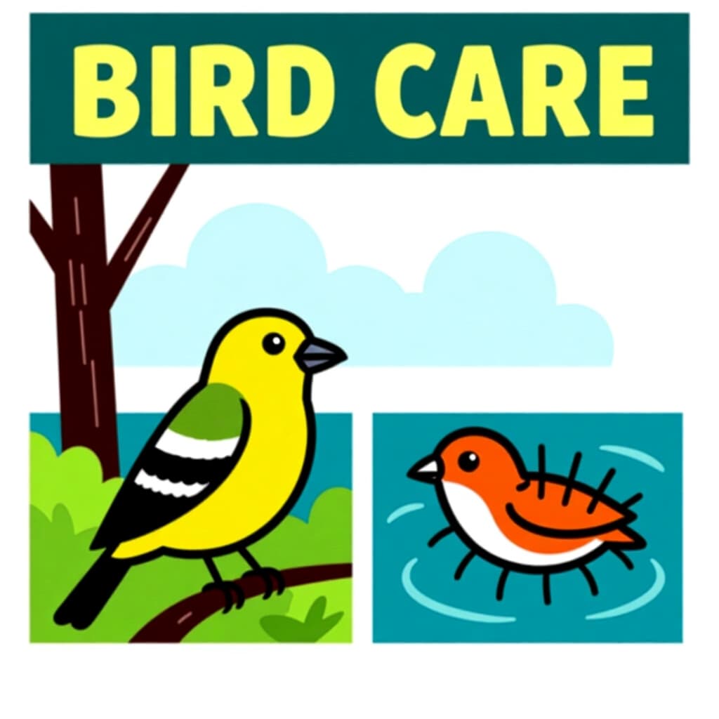AI generated image: picture about bird care. picture style: comic practical guide parasite s m, high quality, detailed