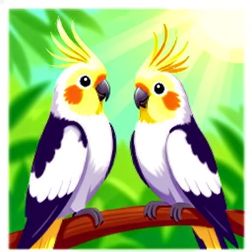 AI generated cockatiel: picture about bird care. picture style: comic cockatiel identifying early signs s m, high quality, d