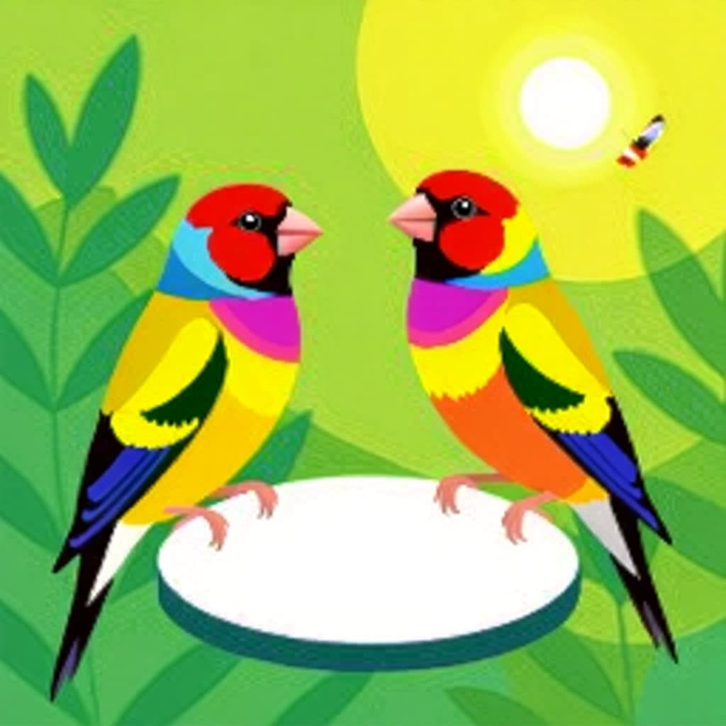 AI generated finch: picture about bird care. picture style: comic finch mastering gouldian color s m, high quality, deta