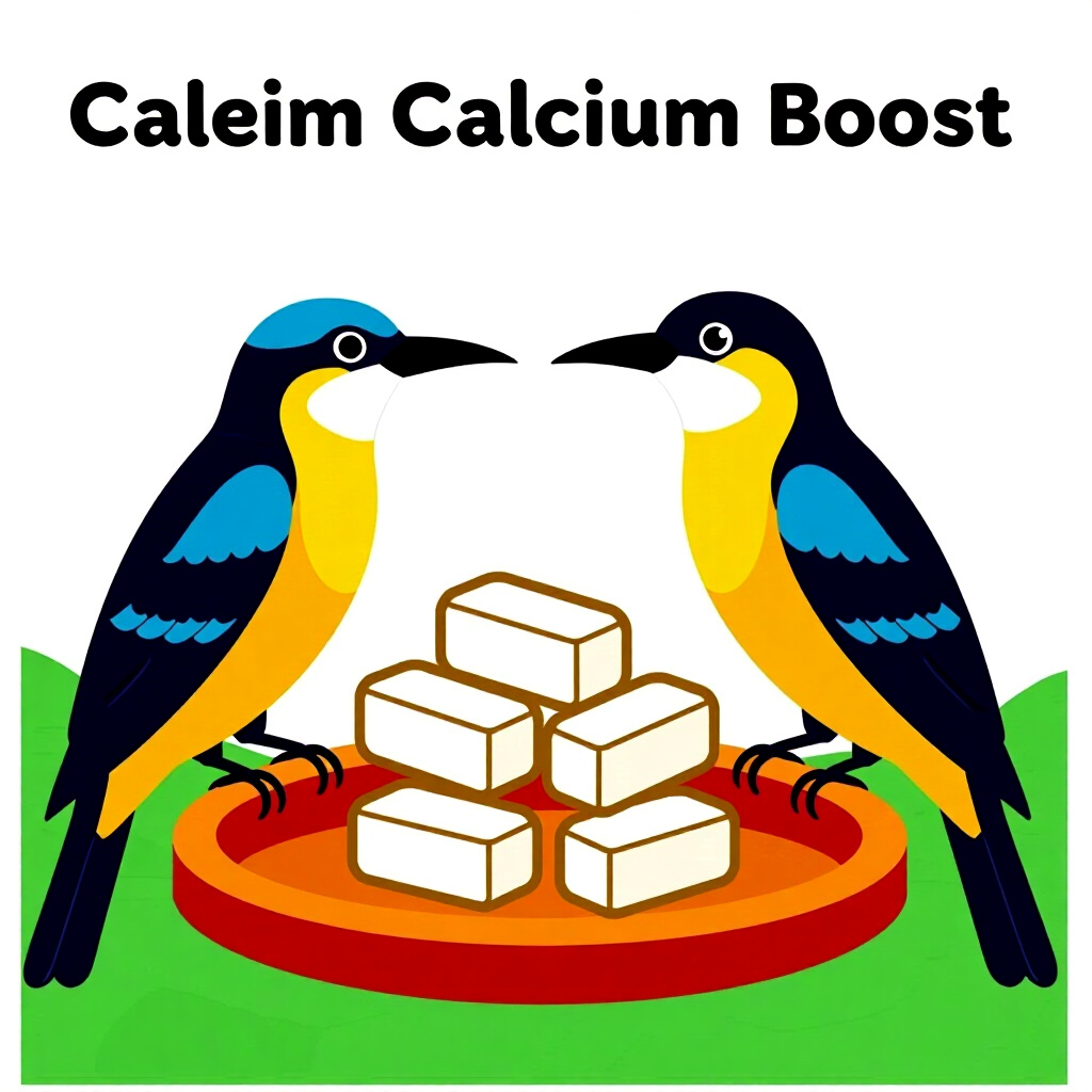 AI generated image: picture about bird care. picture style: comic introduction calcium boost breeding, high quality, det