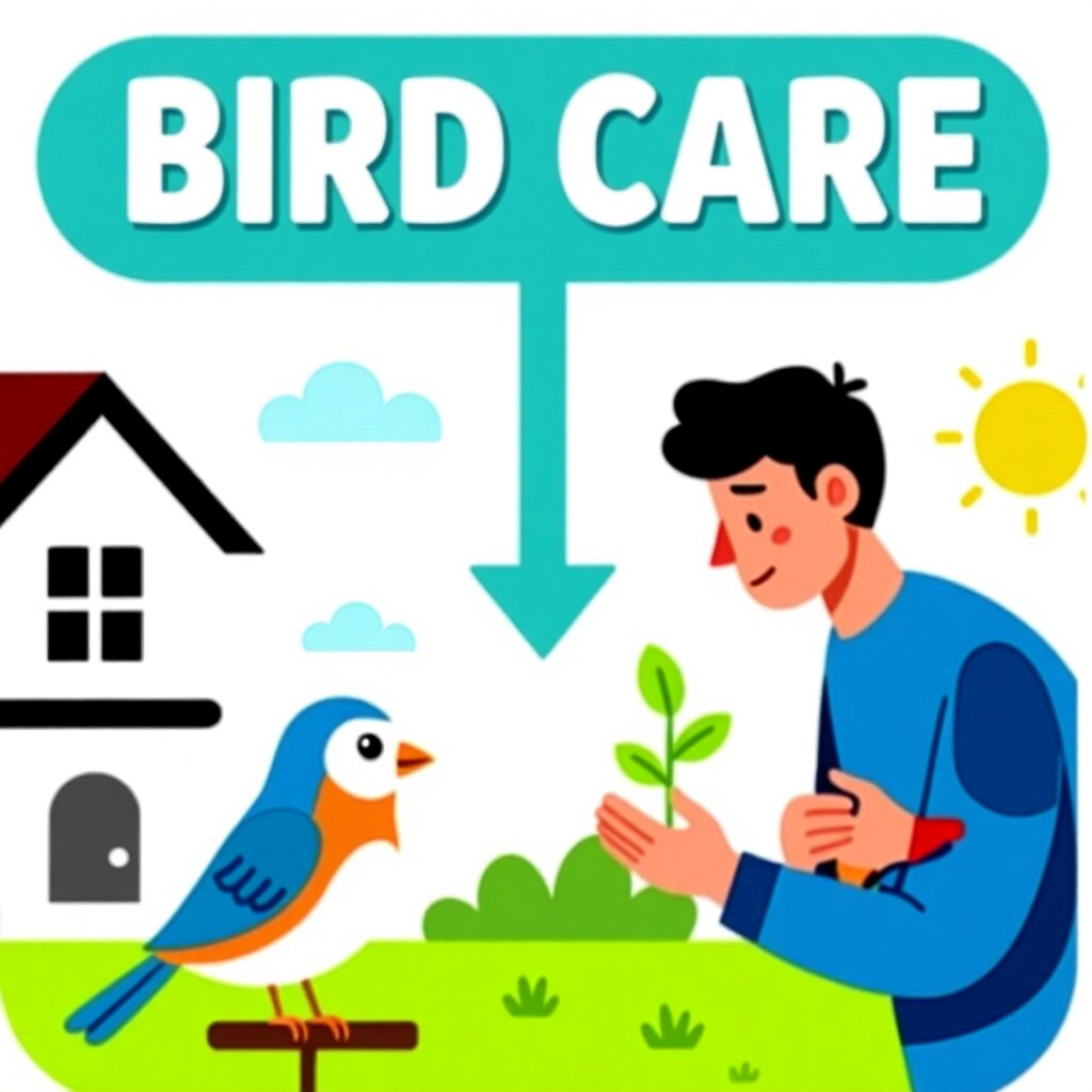 AI generated image: picture about bird care. picture style: comic introduction stressinducing home factors, high quality