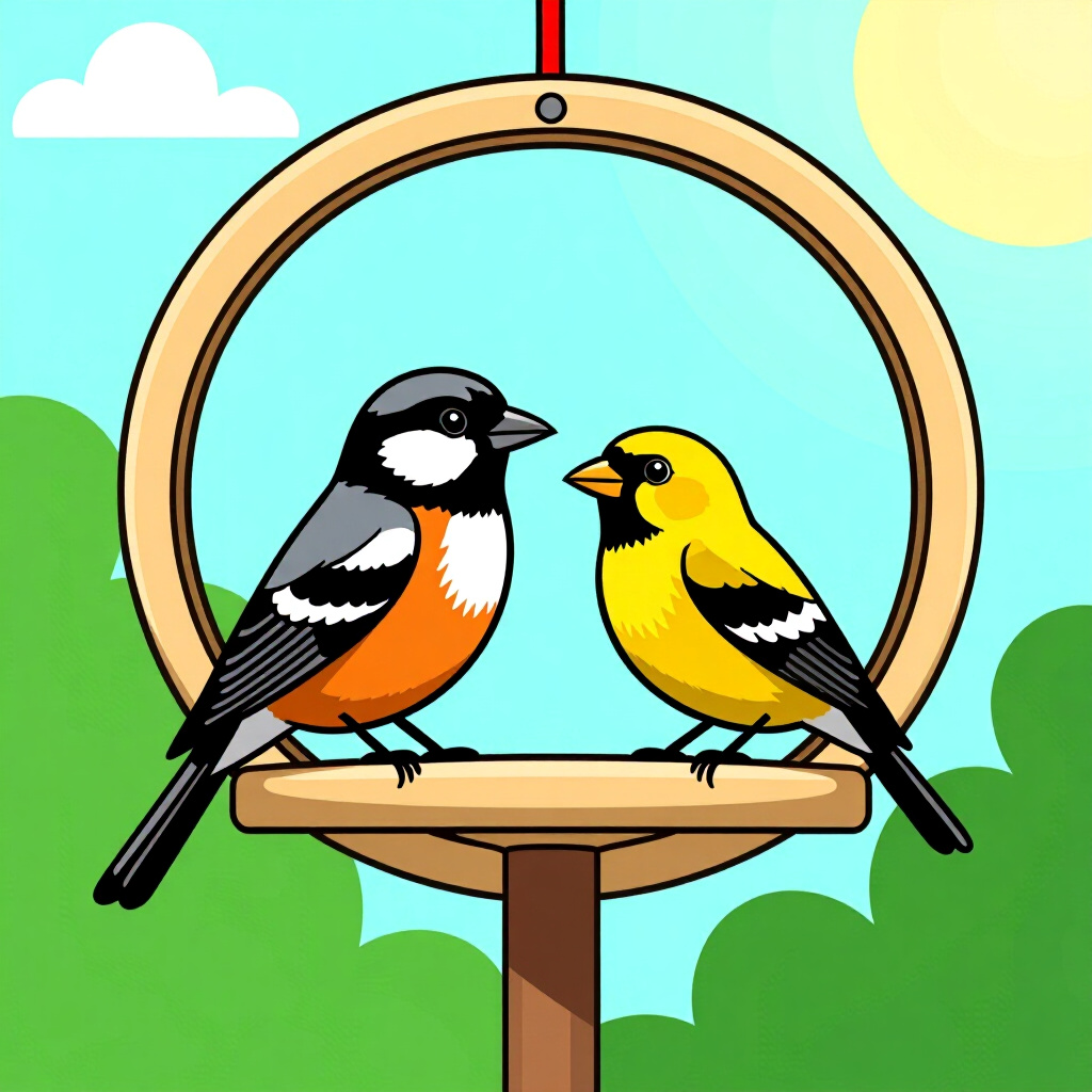 AI generated image: picture about bird care. picture style: comic seasonal perch rotation s m, high quality, detailed