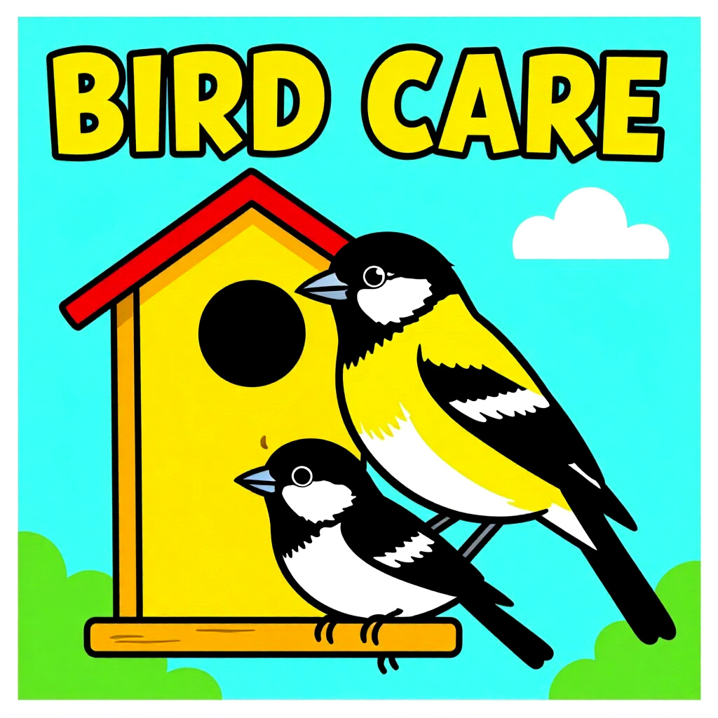 AI generated image: picture about bird care. picture style: comic diy home observation s m, high quality, detailed