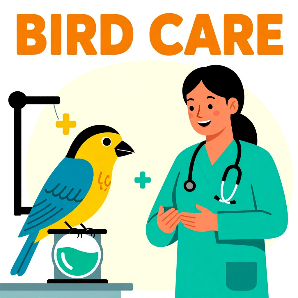 AI generated image: picture about bird care. picture style: comic veterinarybacked metabolism boosters s m, high quality