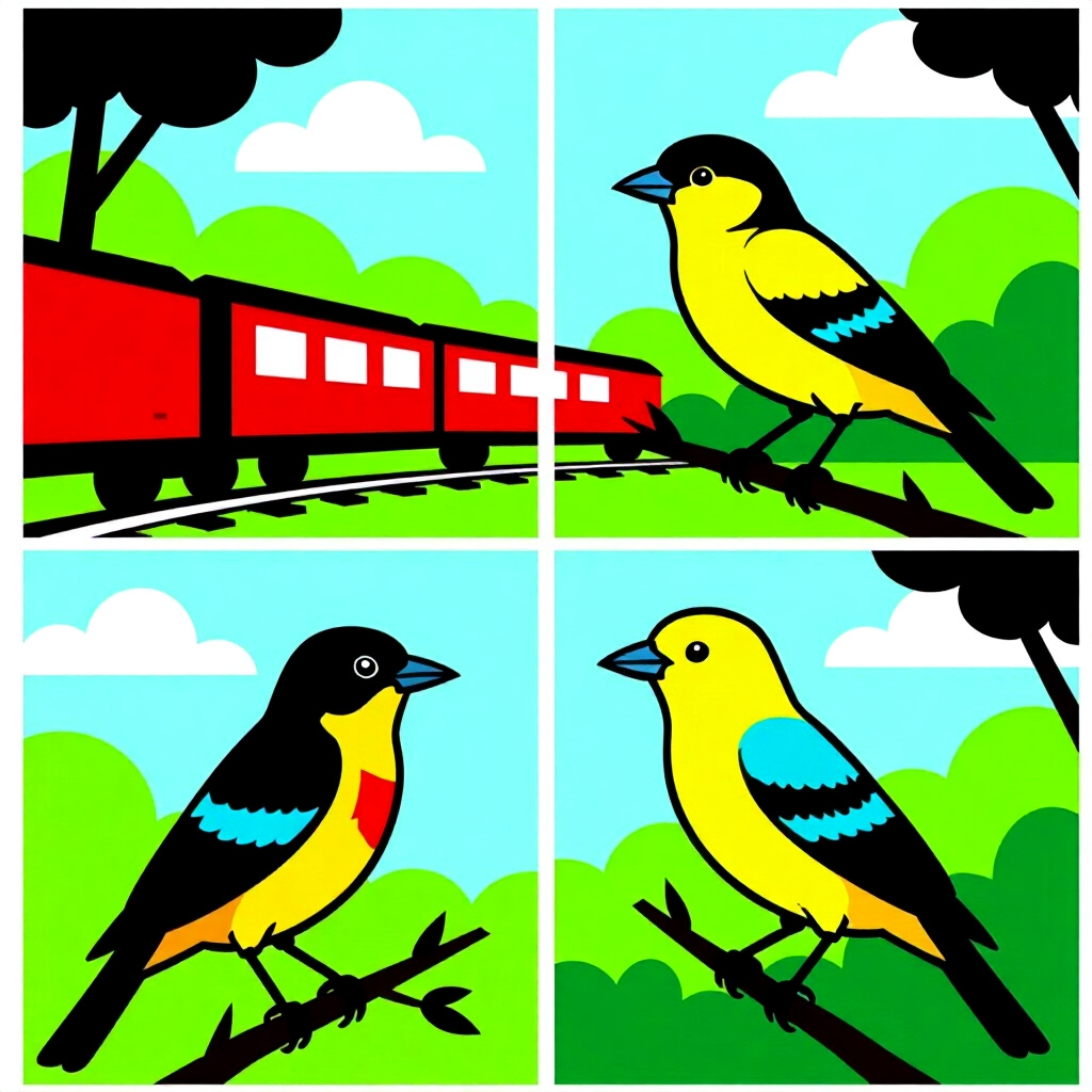 AI generated bird: picture about bird care. picture style: comic hidden danger human bird train decline human, high qua