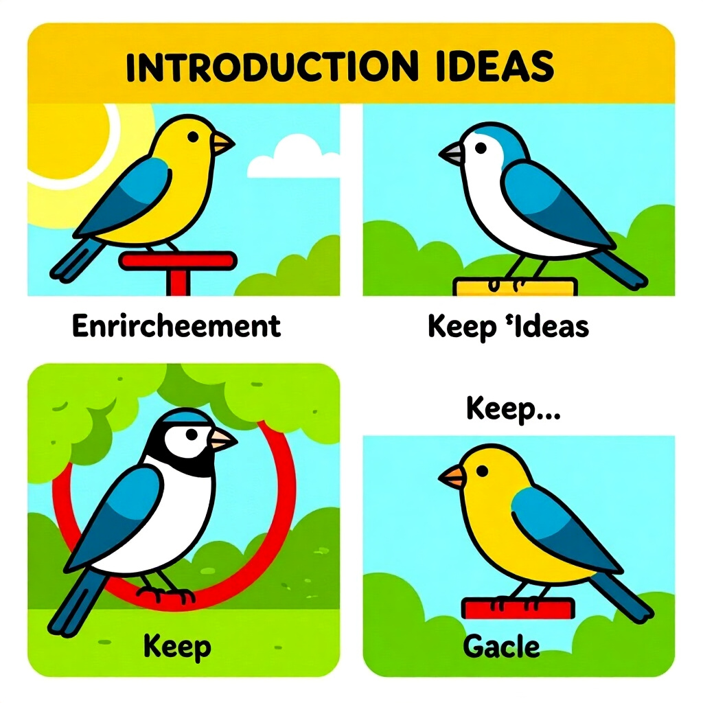 AI generated image: picture about bird care. picture style: comic introduction enrichment ideas keep, high quality, deta
