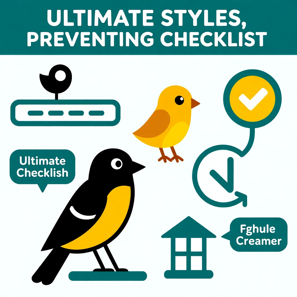 AI generated image: picture about bird care. picture style: comic introduction ultimate checklist preventing, high quali