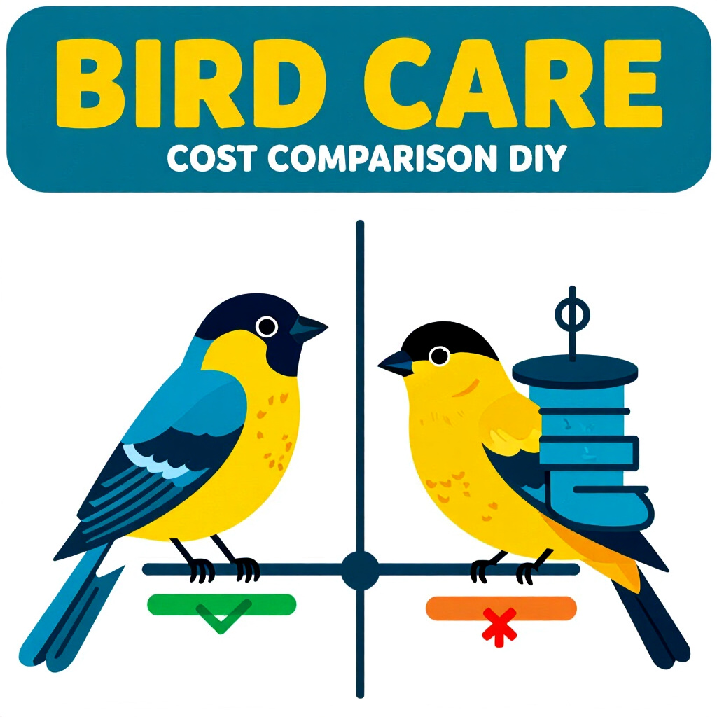 AI generated bird: picture about bird care. picture style: comic introduction bird cost comparison diy, high quality, d