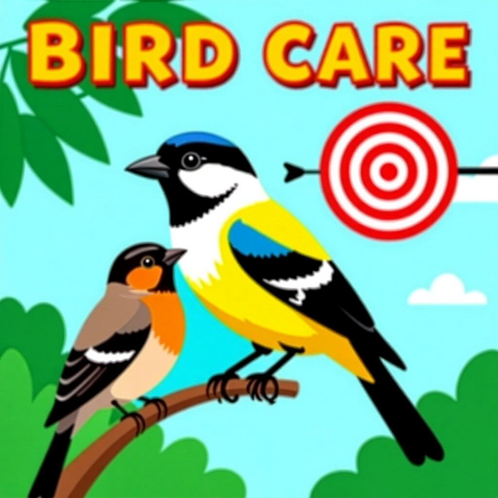AI generated image: picture about bird care. picture style: comic introduction using clickertarget training, high qualit