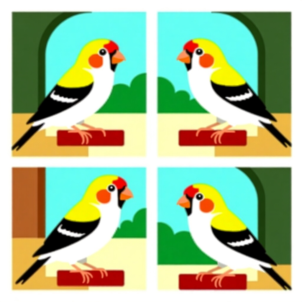 AI generated finch: picture about bird care. picture style: comic first few weeks finch stepwise socialization gradual,