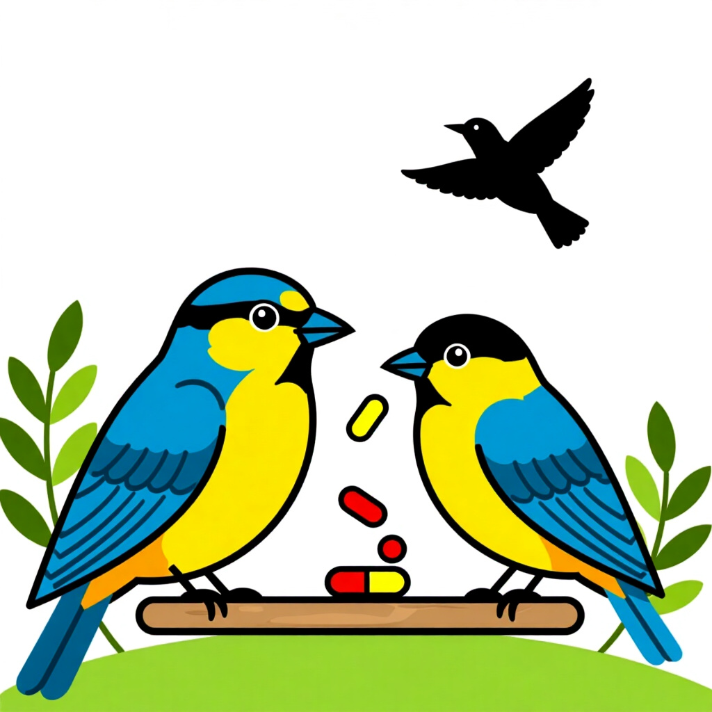 AI generated image: picture about bird care. picture style: comic expertapproved supplement schedule s m, high quality,