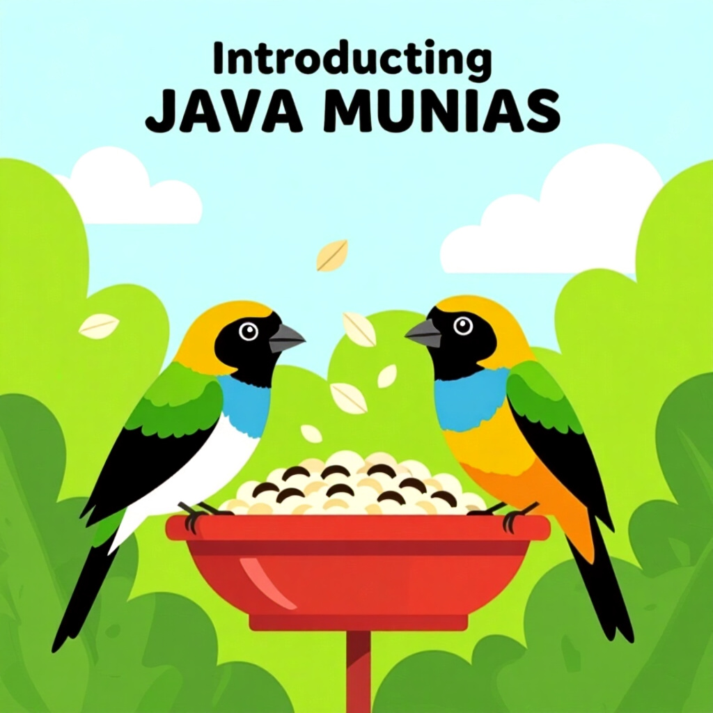 AI generated image: picture about bird care. picture style: comic introduction breeding java munias, high quality, detai