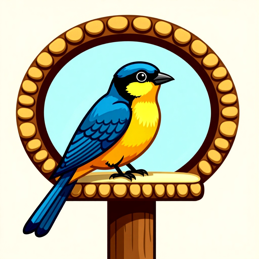 AI generated image: picture about bird care. picture style: comic understanding perch texture s m, high quality, detaile