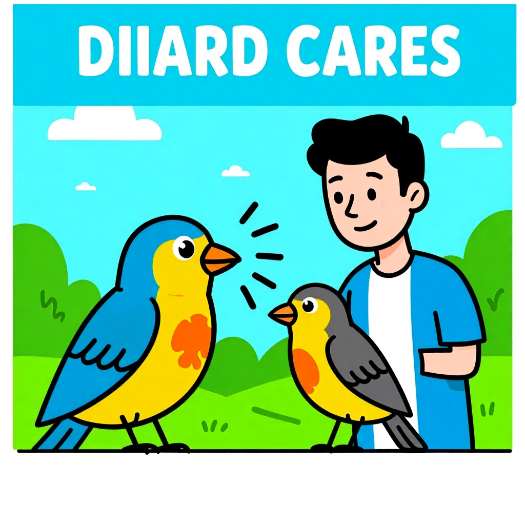 AI generated image: picture about bird care. picture style: comic introduction diarrhea signals serious, high quality, d