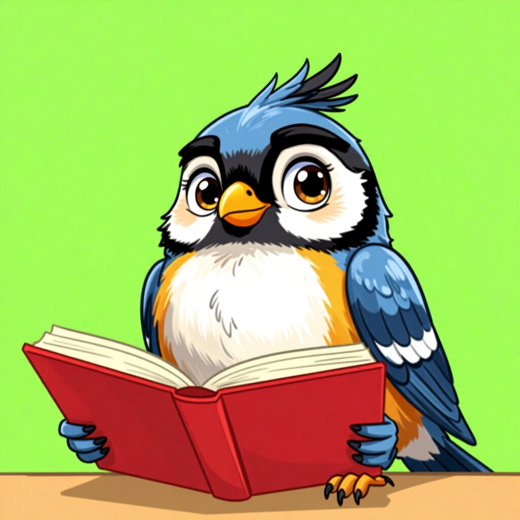 AI generated image: picture about bird care. picture style: comic reading head tilt s m, high quality, detailed