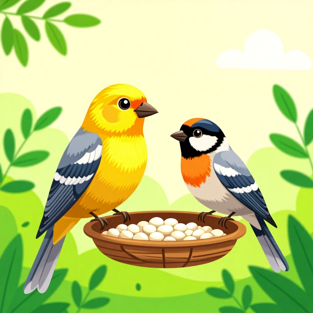 AI generated image: picture about bird care. picture style: comic introduction maintaining ideal 7080f, high quality, de